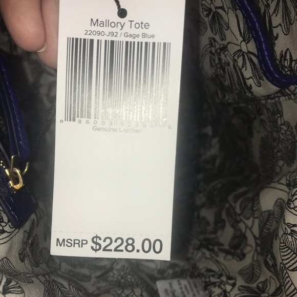 Vera Bradley GAGE BLUE Leather Mallory TOTE NWT - Picture 8 of 8